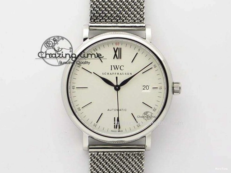 MIROTIME 0130 Portofino SCHAFFHAUSEN SS MKF 1:1 Best Edition White Dial On Mesh Bracelet A TravelReady 7341